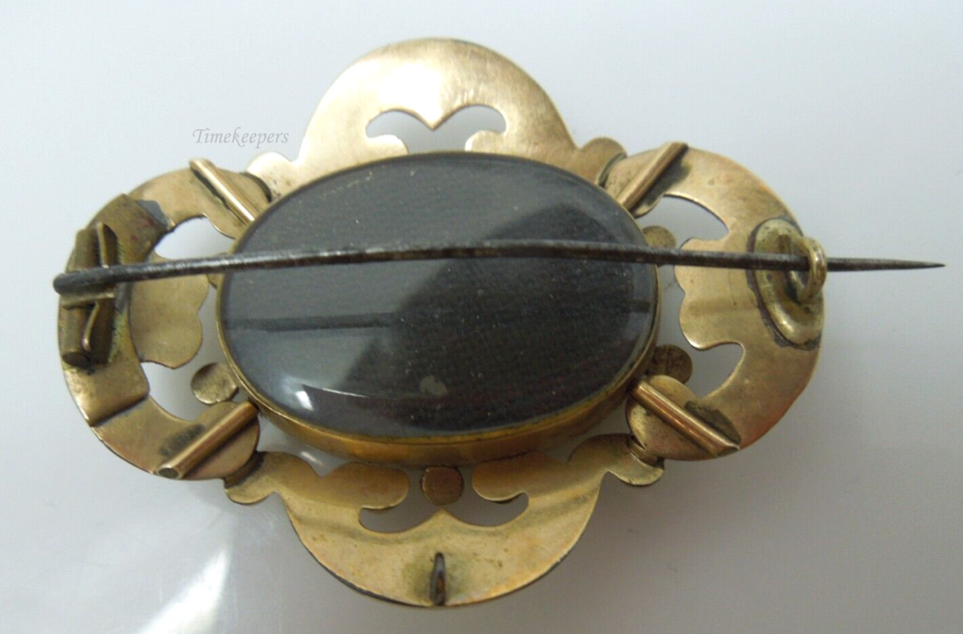 s976 VICTORIAN ANTIQUE 9kt Gold Victorian Mourning Hair Brooch