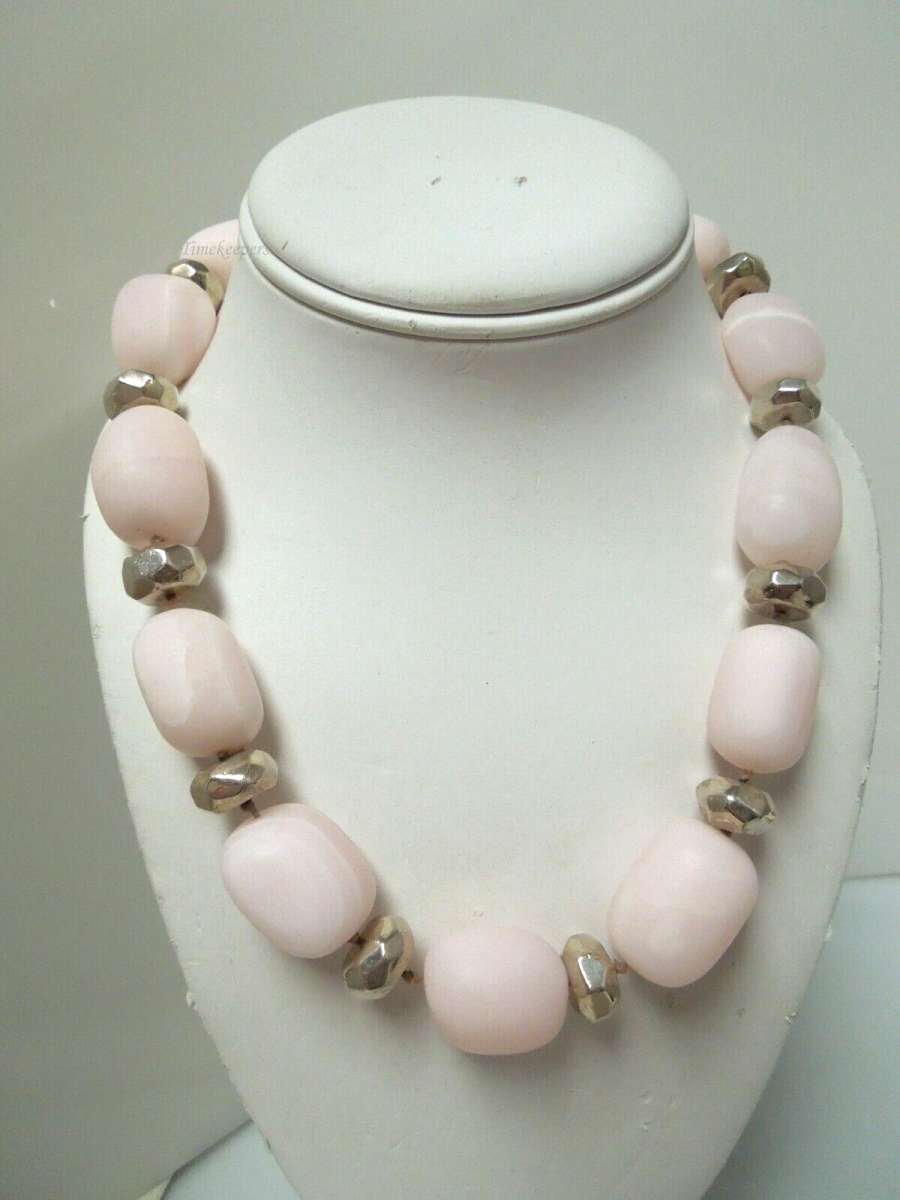 t059 Genuine Big chunky Rose Quartz and Sterling Silver ball Necklace