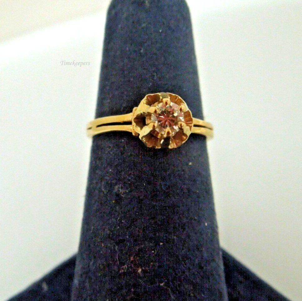 s864 14kt Yellow Gold Diamond .15 cts Buttercup Ring Size 5 1/2(US) Signed 2.1g,14kt Solid Yellow Gold Ring