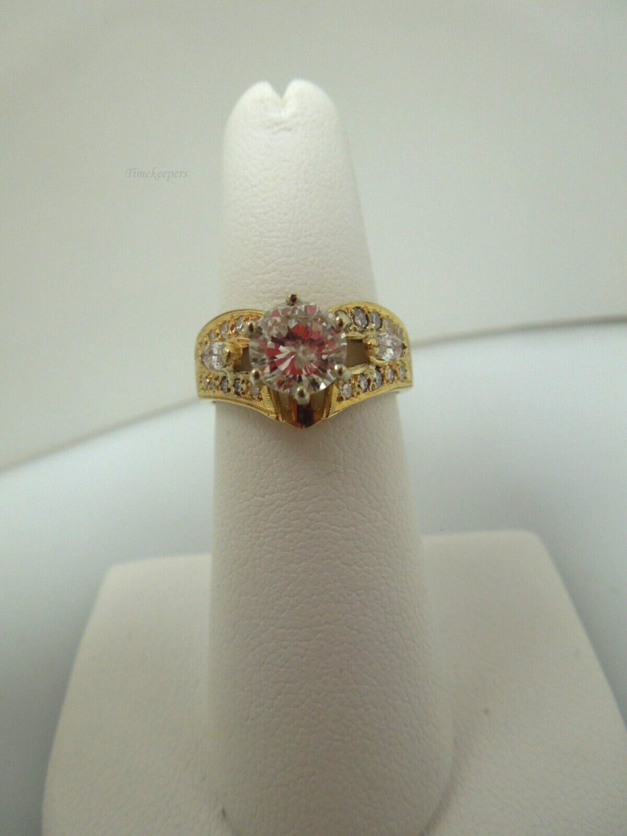 s997 14kt Yellow Gold Diamond 1.75 cts Engagement Ring Size 6 1/2(US) Signed 6g