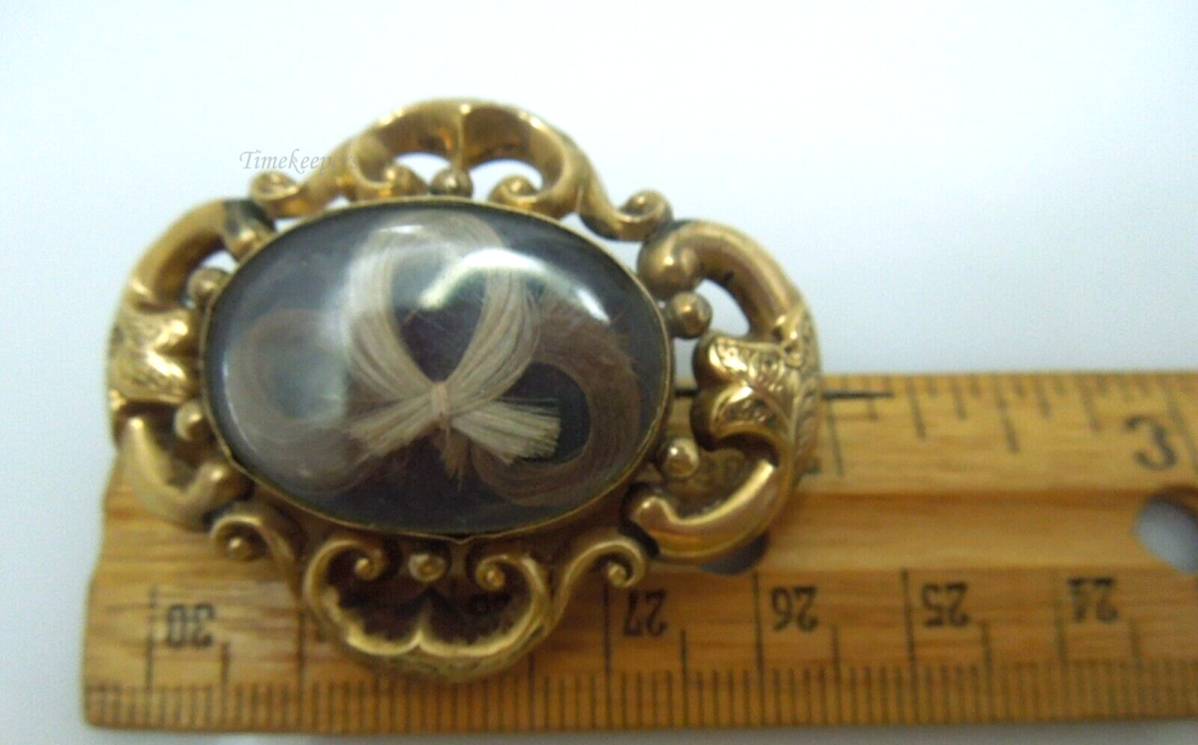 s976 VICTORIAN ANTIQUE 9kt Gold Victorian Mourning Hair Brooch