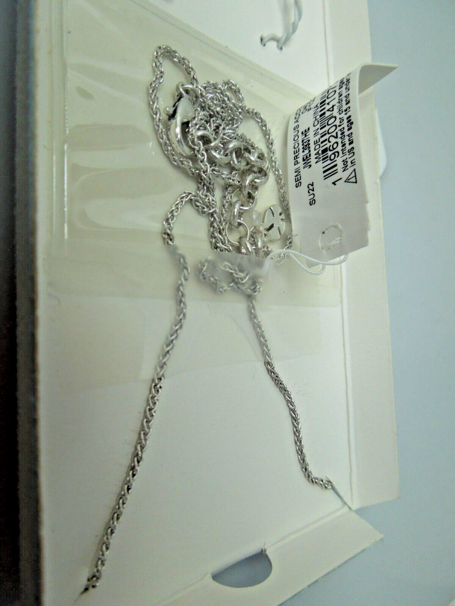 s853 Lucky Brand Los Angeles Silver tone Chain Water drop Pendant Long Necklace New in Box