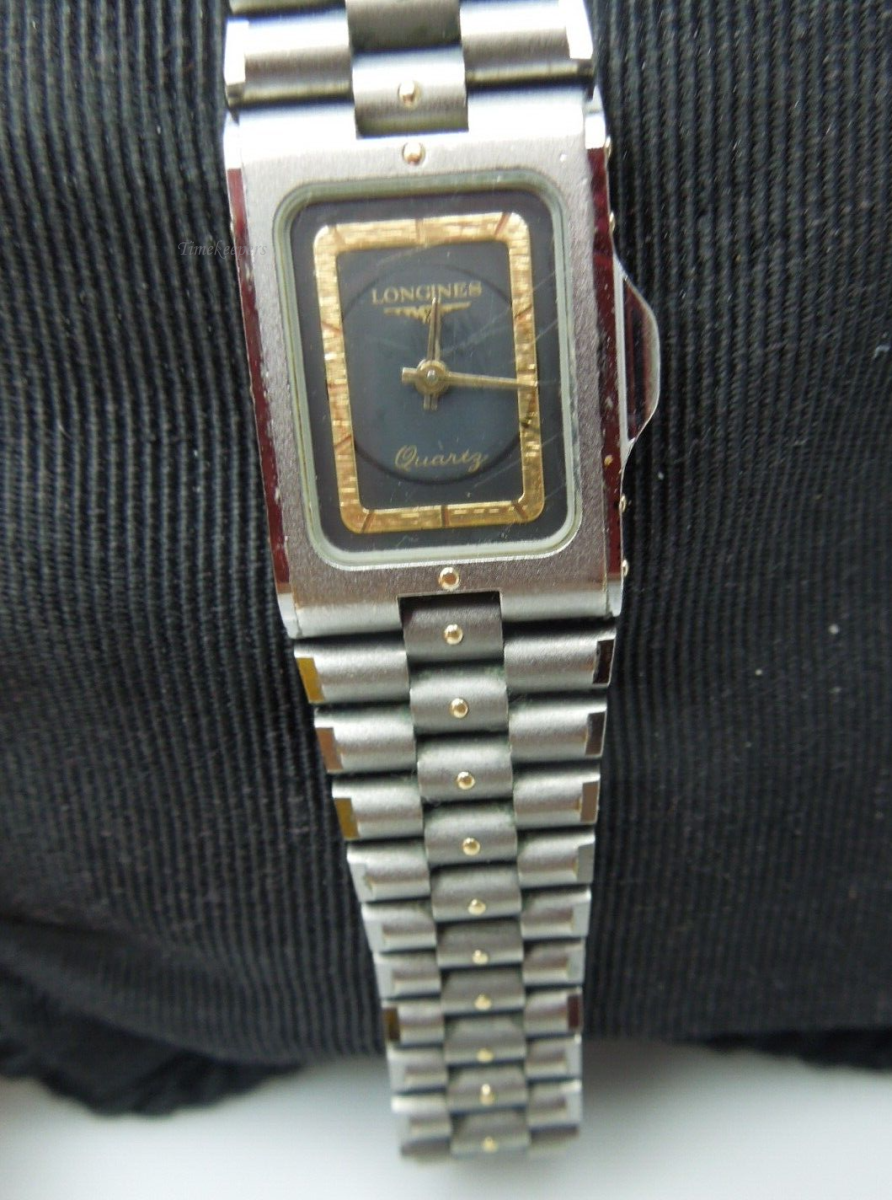 t049 LONGINES Black Dial 18MM Stainless Steel Women's Watch  