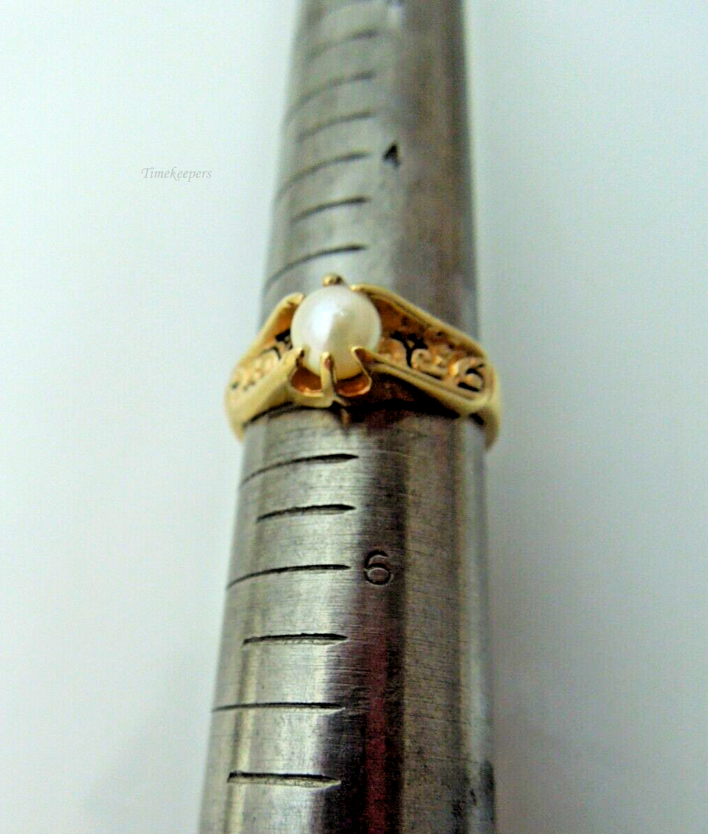 s865 14kt Yellow Gold Pearl Buttercup Ring Size 5(US) Signed 3.1g