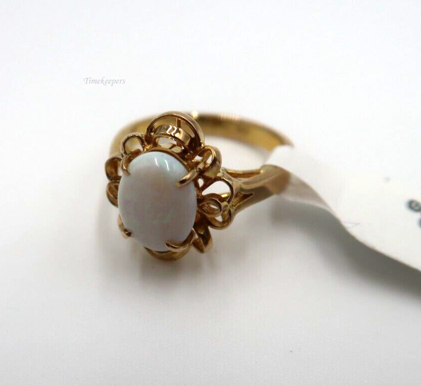 t183 14kt Yellow Gold Opal Ring Size 5 1/4(US) Signed,14kt Gold Opal Ring,14kt Gold Gemstone ring