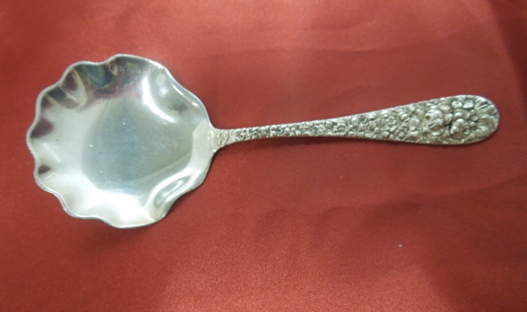 t095 Kirk Stieff Sterling Silver Rose Pattern BON BON SPOON 5 1/4" 35.9g Mono