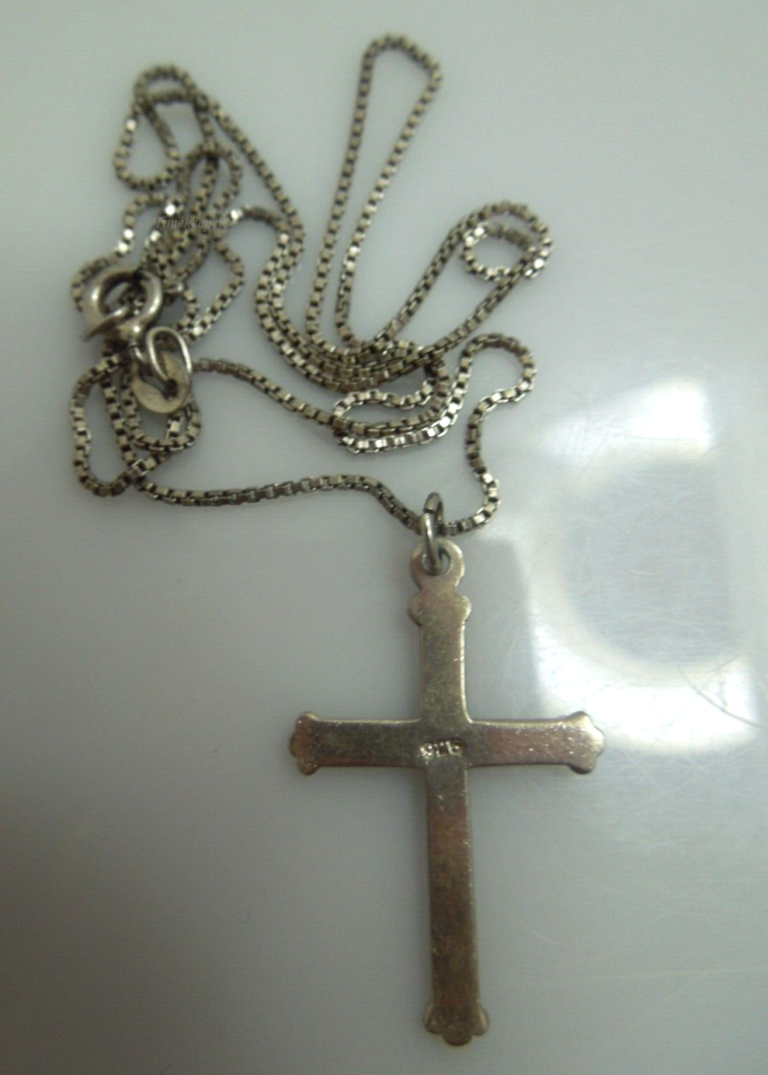 s304 Vintage Solid Sterling Silver Cross Pendant Necklace