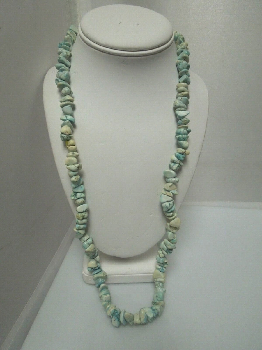 r604 Natural Unpolished Turquoise Nuggets beads Necklace 28"