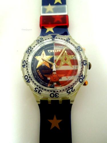 s485 1994 Vintage Swatch Chrono Scuba 'American Dream' SEK103,  