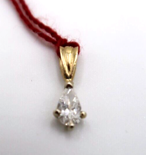 t194 14kt Yellow Gold Pear Solitaire Diamond .37 cts Pendant,14kt Gold Diamond Pendant