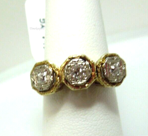 s902 14kt Yellow Gold Antique Diamond .25 cts Ring Size 7(US) Signed 