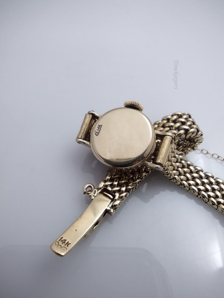 k599 Dainty Ladies Vintage 14kt Yellow Gold 1960s Rolex Mechanical Wristwatch